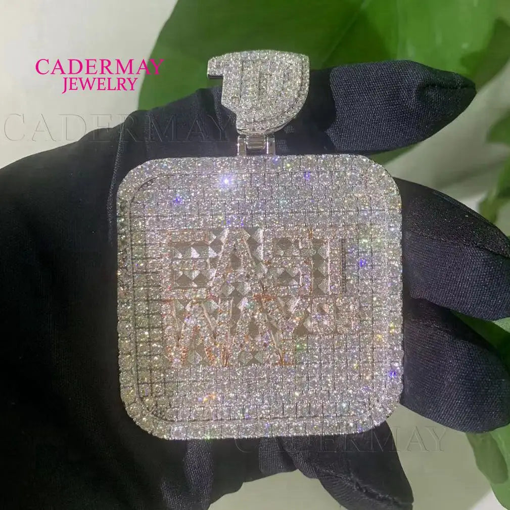Customized Two Tone S925 Ice Out D VVS  2inches Letter  Hiphop Moissanite Pendant Pass Diamond Tester  Moissanite Jewelry