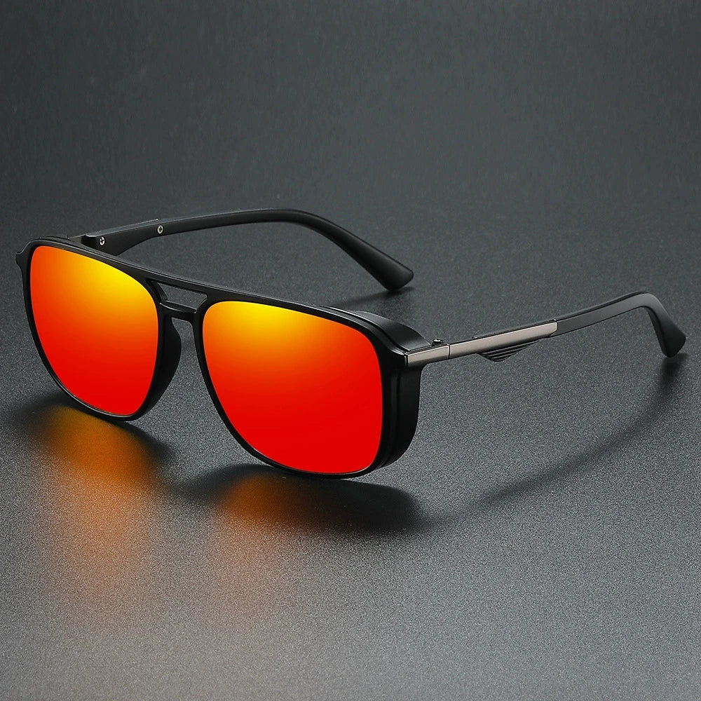 New Steampunk Men's Sunglasses Polarized Classic Punk Style Tac Lenses Plastic Frame for Outdoor Fishing Driving Fashion Shades