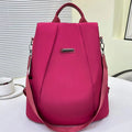 Large Capacity Women's Fashion Backpack Casual Solid Color Canvas Shoulder Bag-Black Khaki All-Match Travel School Bag for