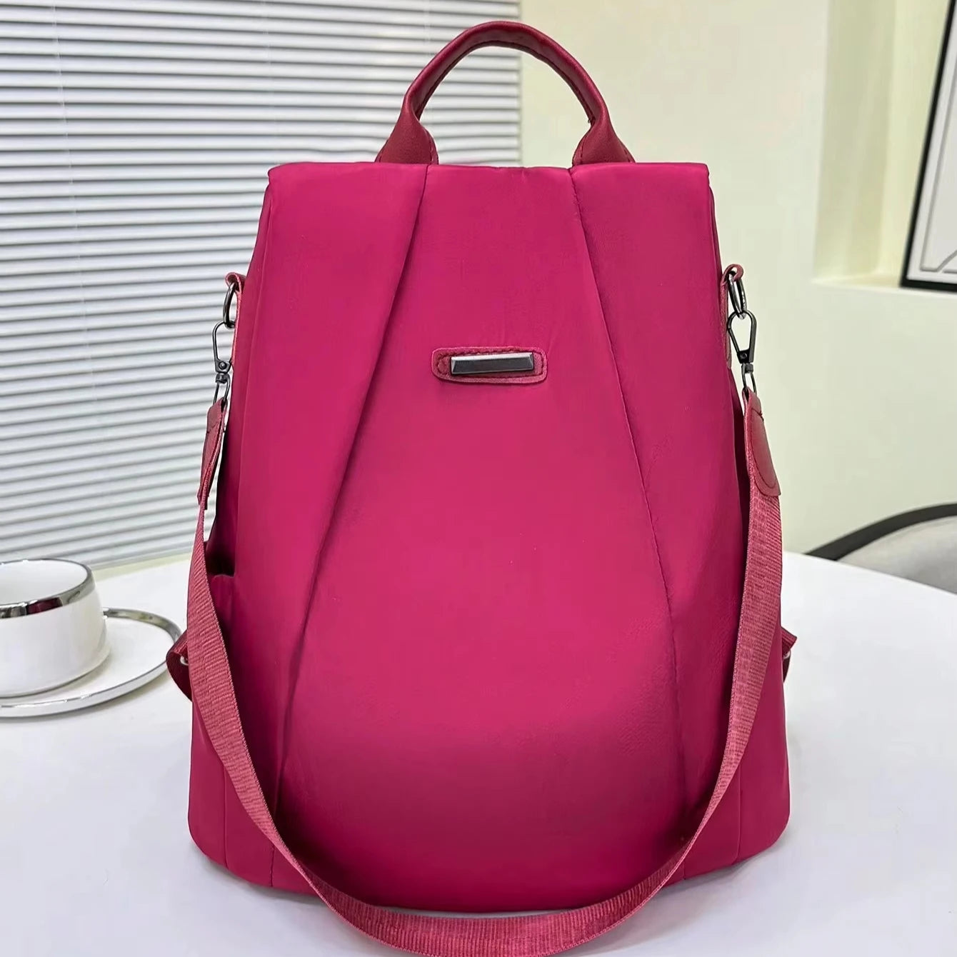 Large Capacity Women's Fashion Backpack Casual Solid Color Canvas Shoulder Bag-Black Khaki All-Match Travel School Bag for