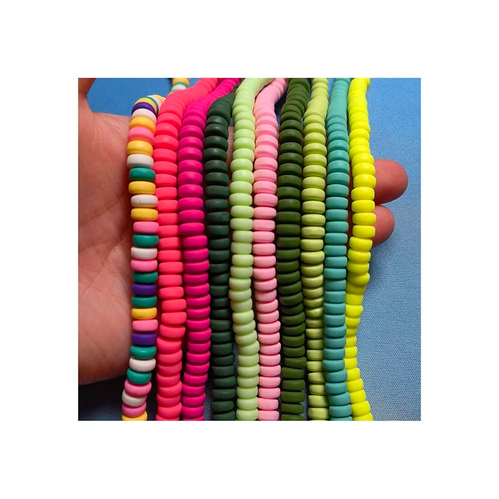 Flat Round Abacus Shape Matte Polymer Clay Beads Loose Spacer Beads for Jewelry Making Needlework Bracelets Necklace
