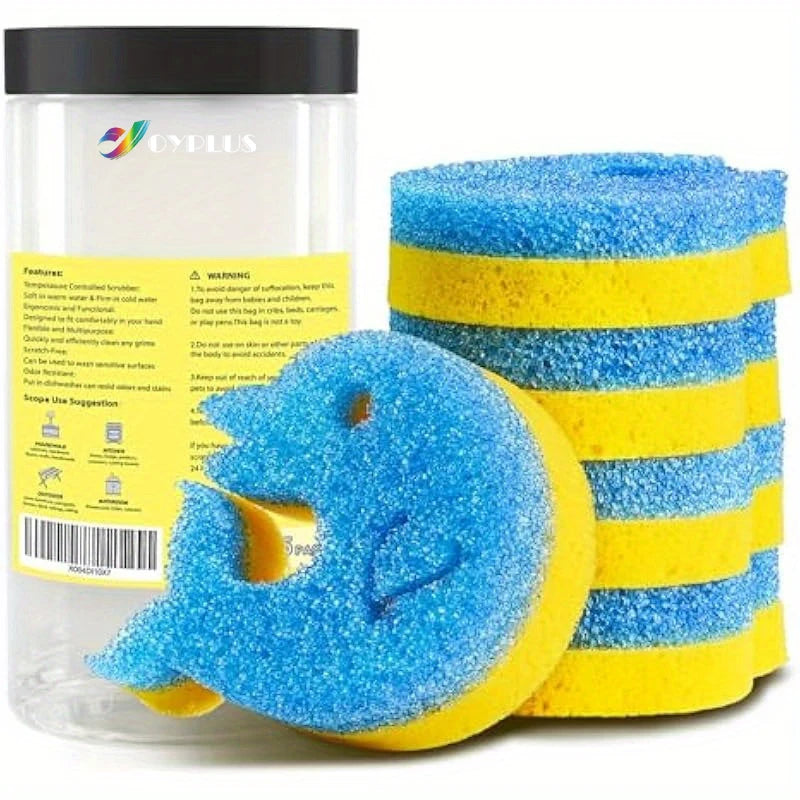 Eco-Friendly Dual Sided Scrubber Long Lasting Durable Ergonomic Sponge for Deep Cleaning for Tub Pots Pans Gets Soft Warm Water
