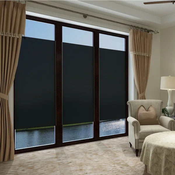 Black Static Window Film Opaque Removable Frosted Glass Tint Non-Adhesive Static Cling Window Film for Home
