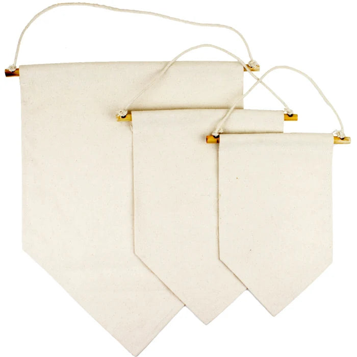 Factory Directly Cheap Custom Size Logo Cotton Canvas Digital Fabric Printed Display Natural Wall Hanging Pennant Flag Banner