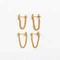 Fenny 18K PVD Plated Wholesale Elegant Party Black Zirconia Tassel Chain Dangle Stainless Steel Hoop Earrings for Women
