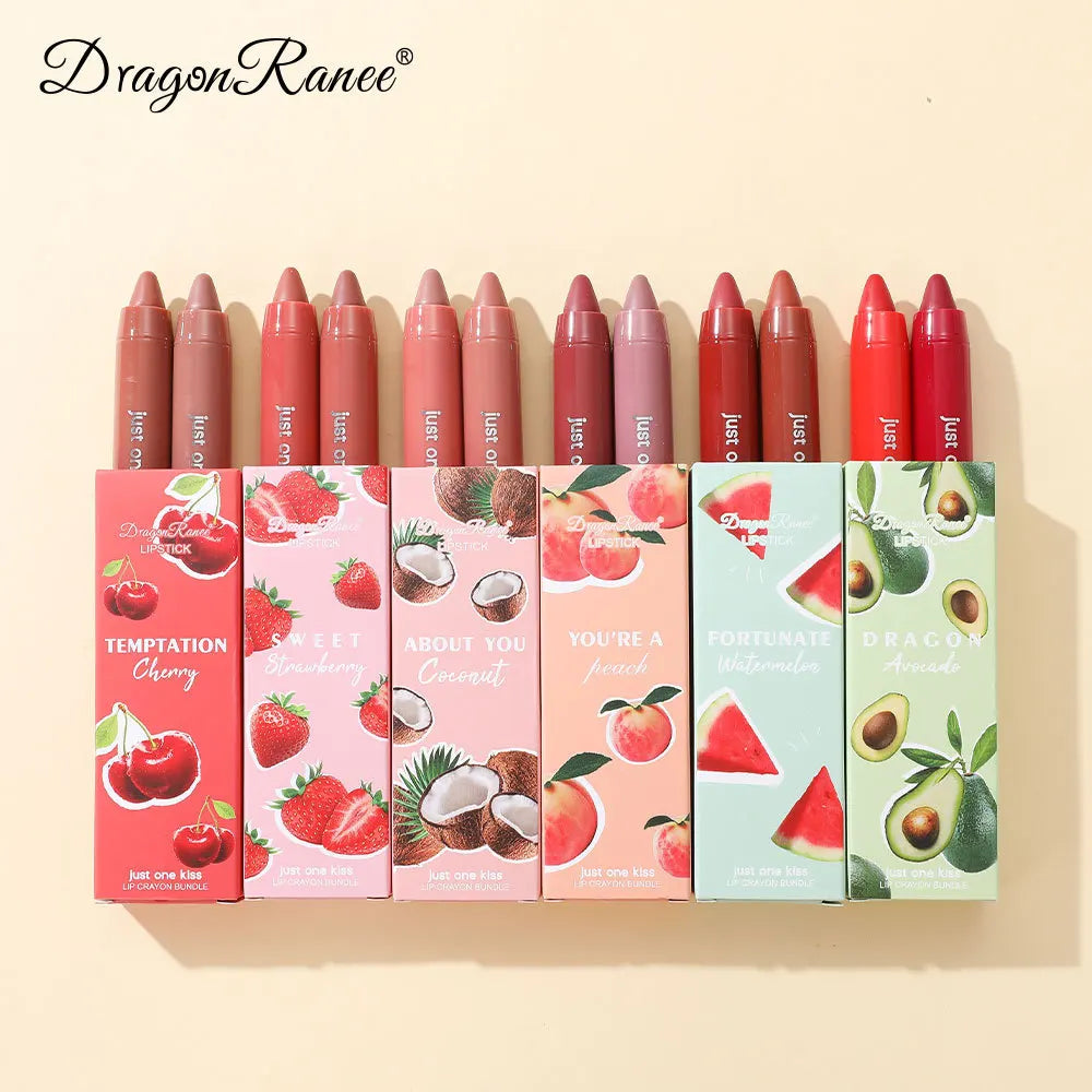 Dragon Ranee  2pcs Nude Matte Lipstick Pen Lipstick Pen Suit Lip Glaze Durable Waterproof No Blooming