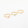 High End 18K PVD Gold Plated Dainty Zirconia Super Fine Stainless Steel Pattern Rings Jewelry Women Gift