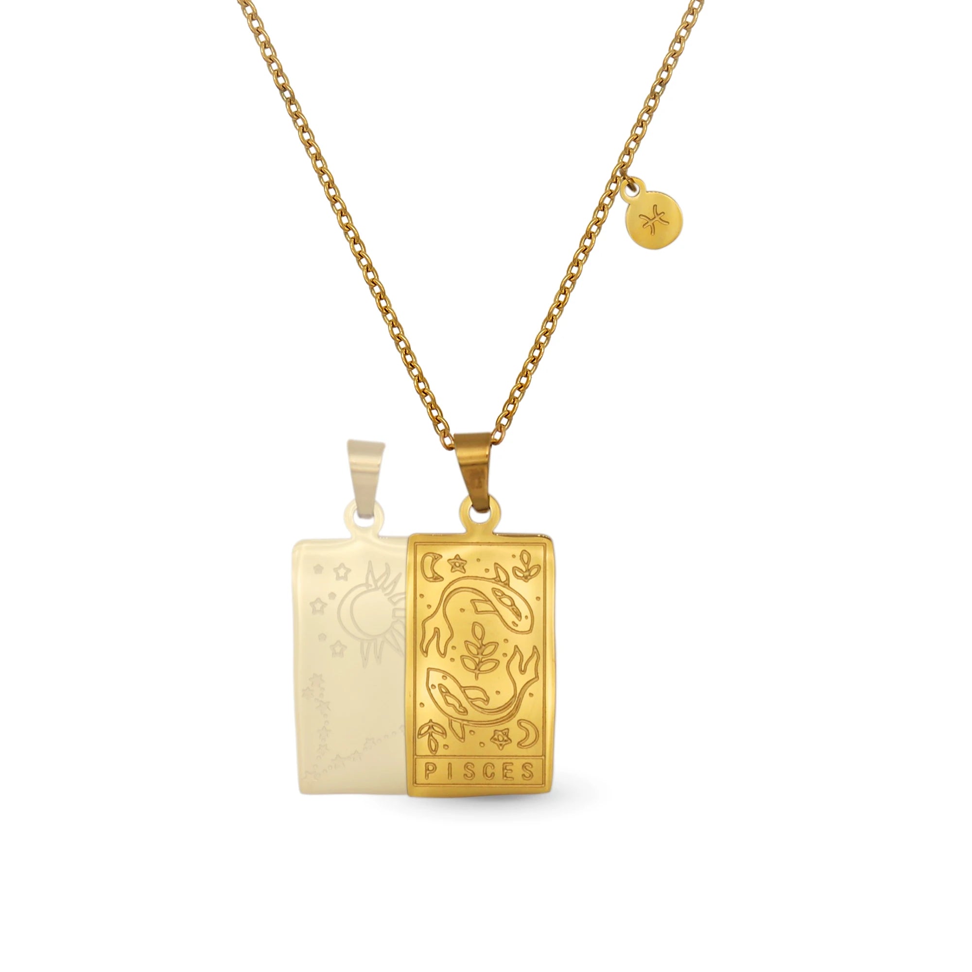 Chris April in Stock 316L Stainless Steel Simple PVD Gold Plated Zodiac square Horoscope Sign Pendant Necklace for Women