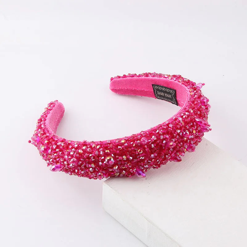 New Fashion Sponge Luxury Crystal Grain Texture Headband for Women Hair Accessories