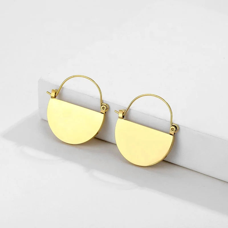 2022 Trendy Earrings American Design Earring Hyh Stainless Steel Designer Jewelry Bird lady 18K Gold Half-Round Earrings