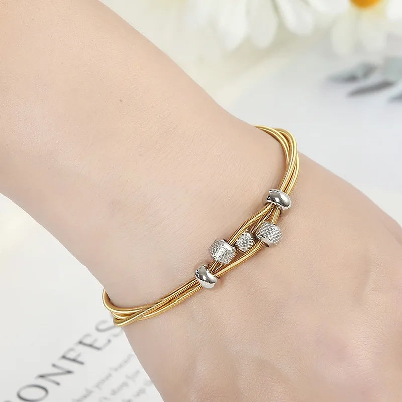 YL Two-Color Spring for Bracelet Stainless Steel Jewelry Metal Beads Elastic Ring Telescopic Waterproof