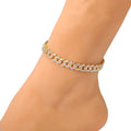 Hiphop Gold Plated Blingbilng Summer Cool Full Diamond Cuban Chain Anklet