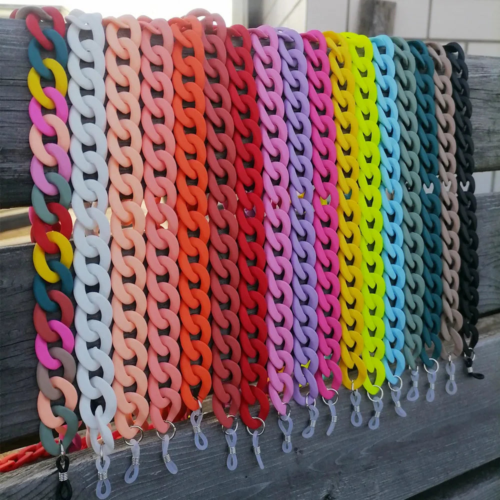 Fashion Plastic Link Chain Strap Holder Lanyard Eyeglass Cord Eyewear Accessories Matte Acrylic Sunglasses Chain for Women