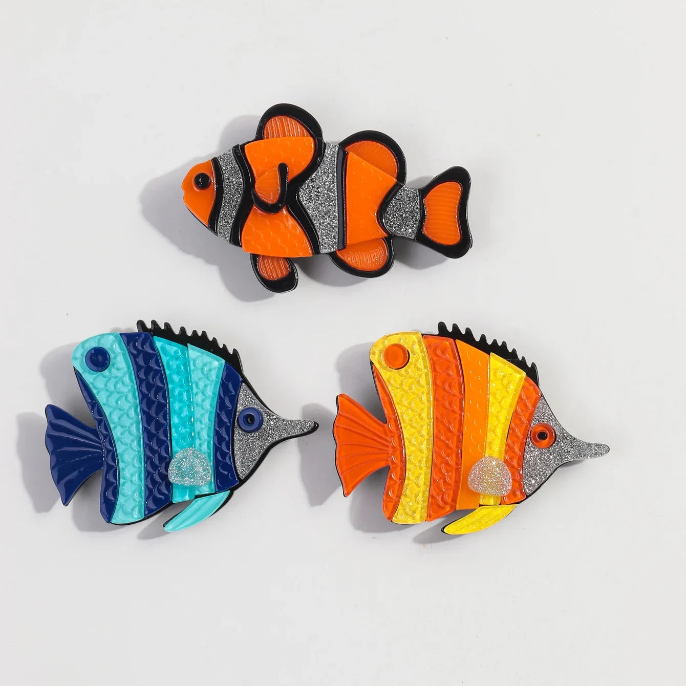 Simple Cartoon Animal Colorful Tropical Fish Cute Clown Fish Children's Jewelry Pin Low MOQ Casual Acrylic Wedding Engagement