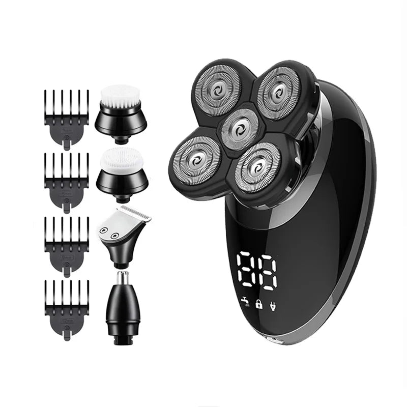 Hot Seller Professional Men's Electric Beard Shaver Great Value 5 In1 Waterproof IPX6 Rechargeable 5heads Facial Shaver for Body