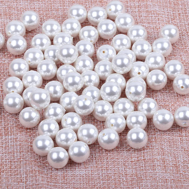 Wholesale High Quality ABS Plastic Round Half Hole Loose Imitation Pearl Beads 3mm-16mm Custom Color for Jewelry Making