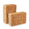 High-Density Non-Slip Anti-Moisture Cork Yoga Block with Poses Natural Beginners Postures Guide Balance Cork Yoga Block