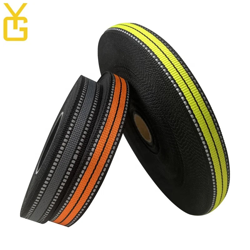 YouGuang Reflective Webbing With Two Reflective Stripe Wholesale Reflective Nylon Webbing for Pet Leash