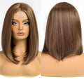 Light Brown Synthetic Wig Lace Hairline Multi-layer Striped Wig Heat Resistant Lace Smooth Wig Hot Sale FTL007