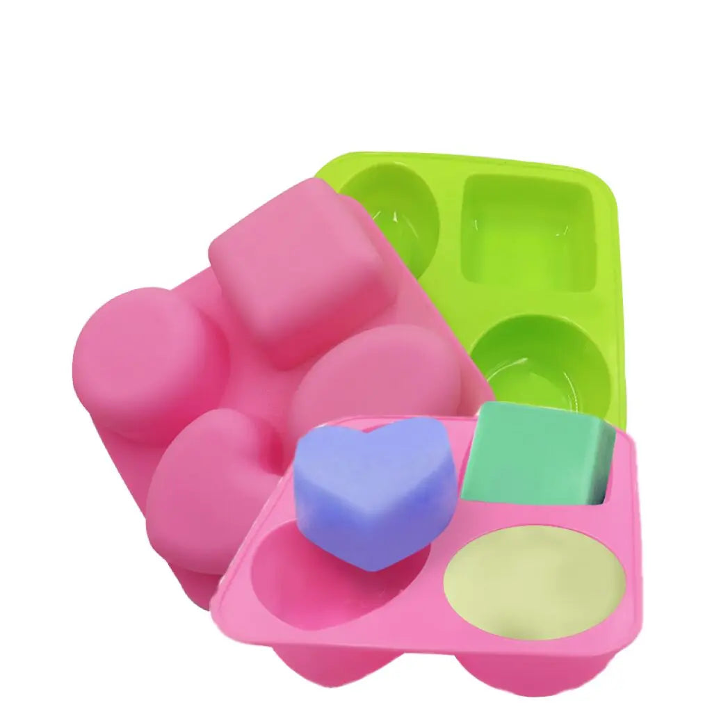 4 Cavities 3D Handmade Silicone Mold for Kitchen Baking Tools for Candle Candy Chocolate & Cake Food Grade OPP Bag Packaging