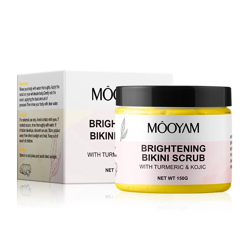 Oem  Private Label Kojic Acid Turmeric Bikini Remove Dark Spots Bikini Area Private Parts Brightening Exfoliator  Body Scrub