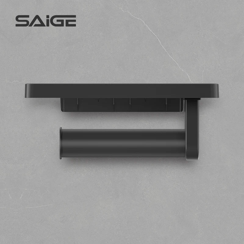 Modern Kitchen & Bathroom Paper Holder with Shelf Wholesale Tissue & Paper Towel Roll Stand