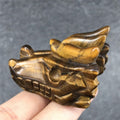 HZ 2024 Natural Stone Gemstone tiger Eye Crystal Dragon Head Skull Crystal Animal Carved Skull Carvings