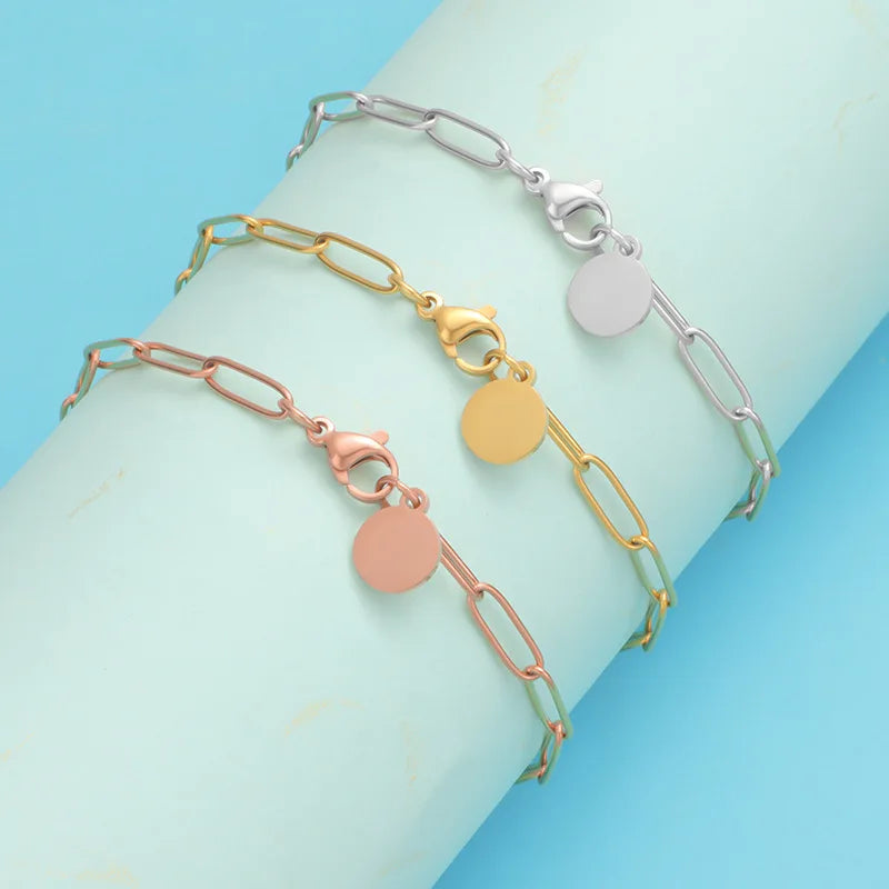 Stainless Steel Jewelry Wholesale Gold Plated Chain Bracelets Custom logo Bracelets