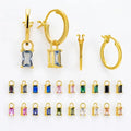 YILUN Hypoallergenic Sterling Silver 925 Gold Vermeil Adjustable Hoop Earrings with Detachable Colored Zirconia Pendant
