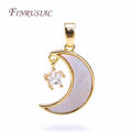 18K Real Gold Plated Zircon Pendant Necklace Star Shell Crescent Moon Charms DIY Jewelry Making Jewelry Findings Components