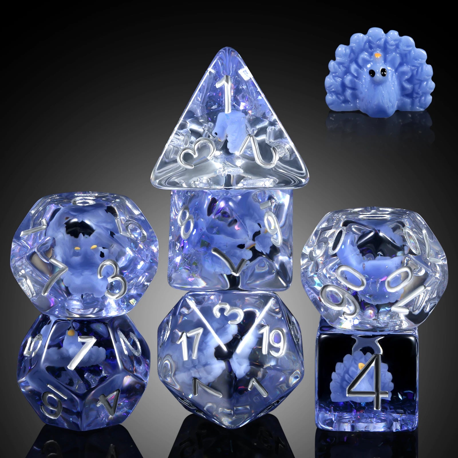 Peacock DND Dice Set 16mm Square 7PCS Cute Resin D&D Dice for Dungeons and Dragons Role Playing Games Tabletop Games