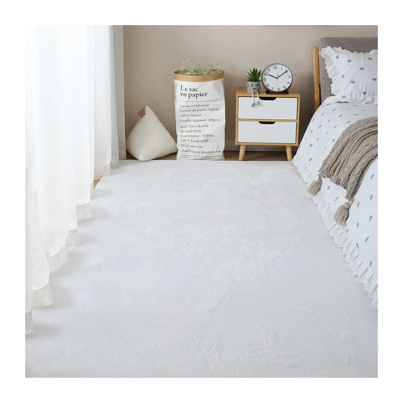 Modern Fluffy Faux Rabbit Fur Rug Non-Slip Entry Way Area Rug for Living Room Bedroom Bathroom or Chair-Machine Made