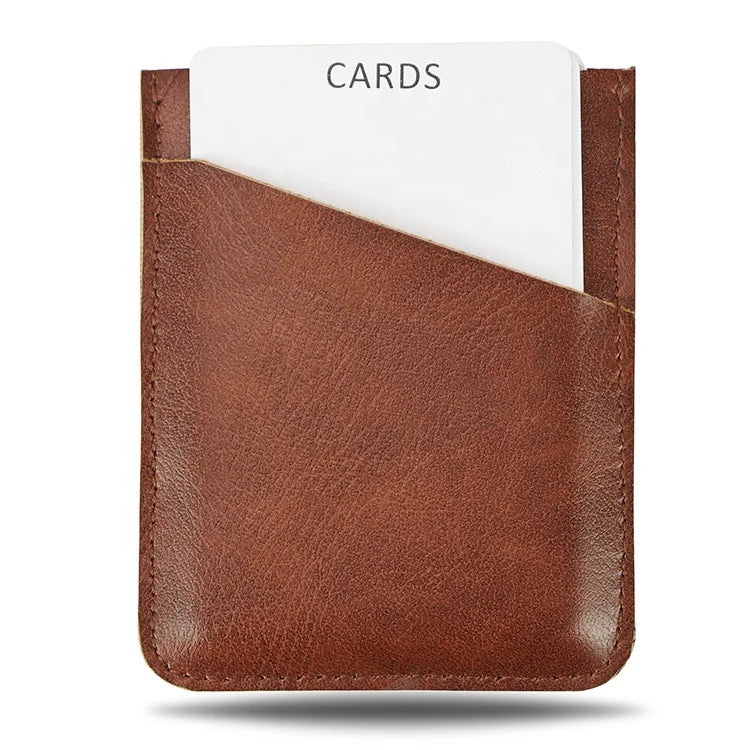 Custom Slim Women ID Card Pu Crazy Horse Leather Vintage Mens Card Holders