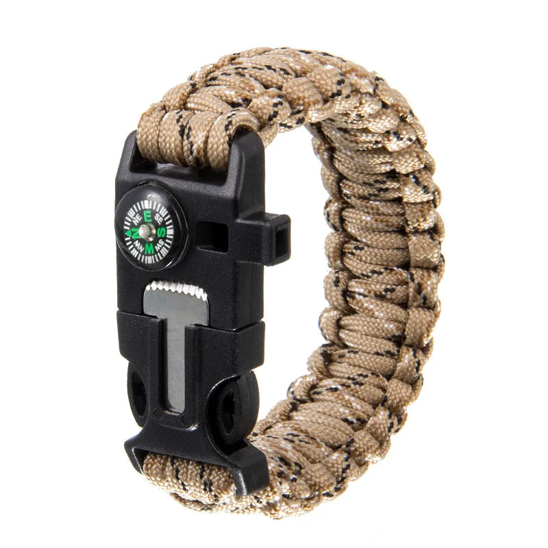 Paracord Survival Bracelet Loud Whistle Emergency Compass Survival Fire Starter Scraper Accessories for Hiking Camping Fishing