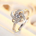 Female Simple Fashion Crystal Four-leaf Clover Open Ring Personality Alloy Jewelry with Index Finger Index