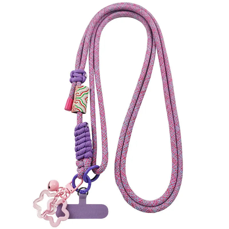 Adjustable Nylon Mobile Phone Lanyard Long Crossbody Chain with Anti-Lost Pendant Dual-Purpose Neck Shoulder Strap Classic Style