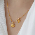 Luxury Stainless Steel Shell Necklace Waterproof 18K Gold Plated Chocker Necklace Starfish Clavicle Necklace for Women