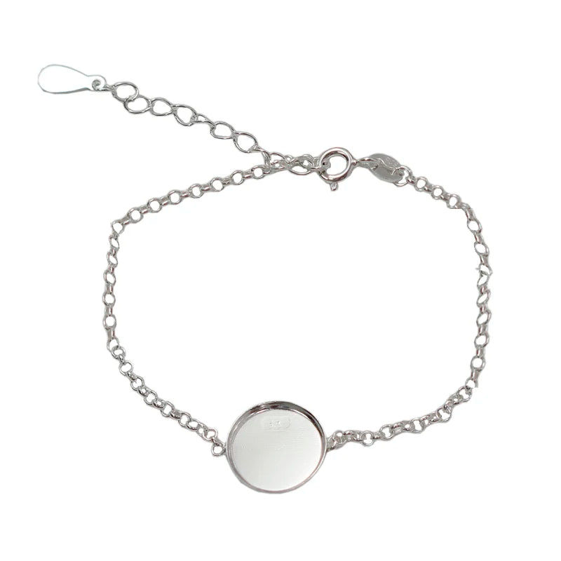 Solid Sterling Silver Adjustable Bracelet Base Settings 12mm Bezel Bracelet Blank