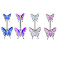 Elegant Colorful Glitter Paint Butterfly Belly Rings Double Gem Luxury Soft Enamel Navel Body Piercing Jewelry