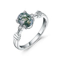 C893 Superior Workmanship Natural Gemstone Silver and Moss Agate Rings China Ring Factory Moss Agate Silver Ring
