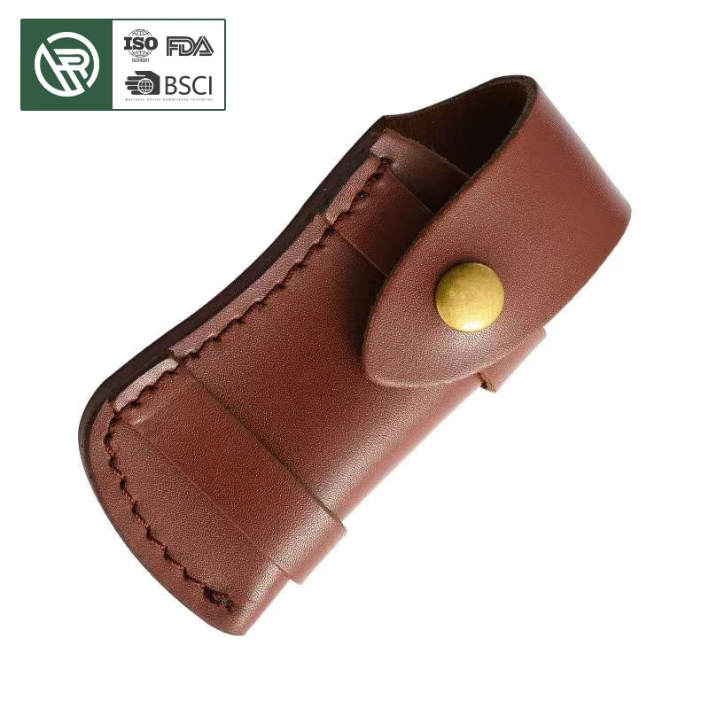 Bochen Wholesale Chinese Factory Handmade Custom Outdoor Folding Pockets Top Layer Cowhide Sheath Knife Cover Bag With Clip
