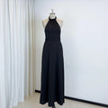 TEENYEE Durable Halter Neckline Black Bridesmaid Dresses Modern Formal Plus Size Party Gowns for Ladies