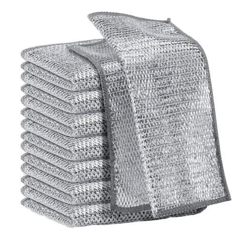 Silver-threaded Cleaning Cloth Multipurpose Plain Wire Rags for Dish Washing Wet & Dry on Sinks Stove & Pots