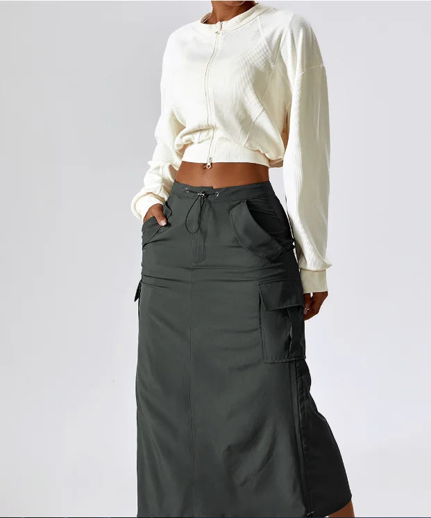 Fashion Trends Sporty Fashion Essentials Trendy Retro Corset Athleisure Pocketed Versatile Work Wear Skirt