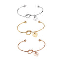 Silver Gold Rose Gold DIY Personalised Bracelet with Alphabet Letter Open Knot Stainless Steel Fashion Bangle Knotted Love Style