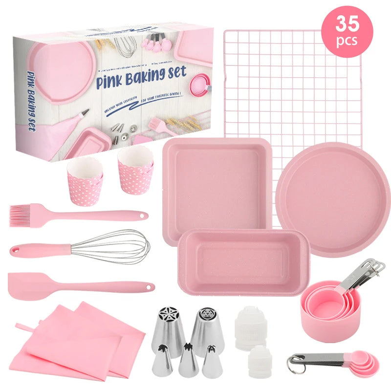 35pcs/set  Kitchen & Tabletop Baking Cake Utensil Pan Mold Set Custom Bakeware Decorating Set for Baking Toasting