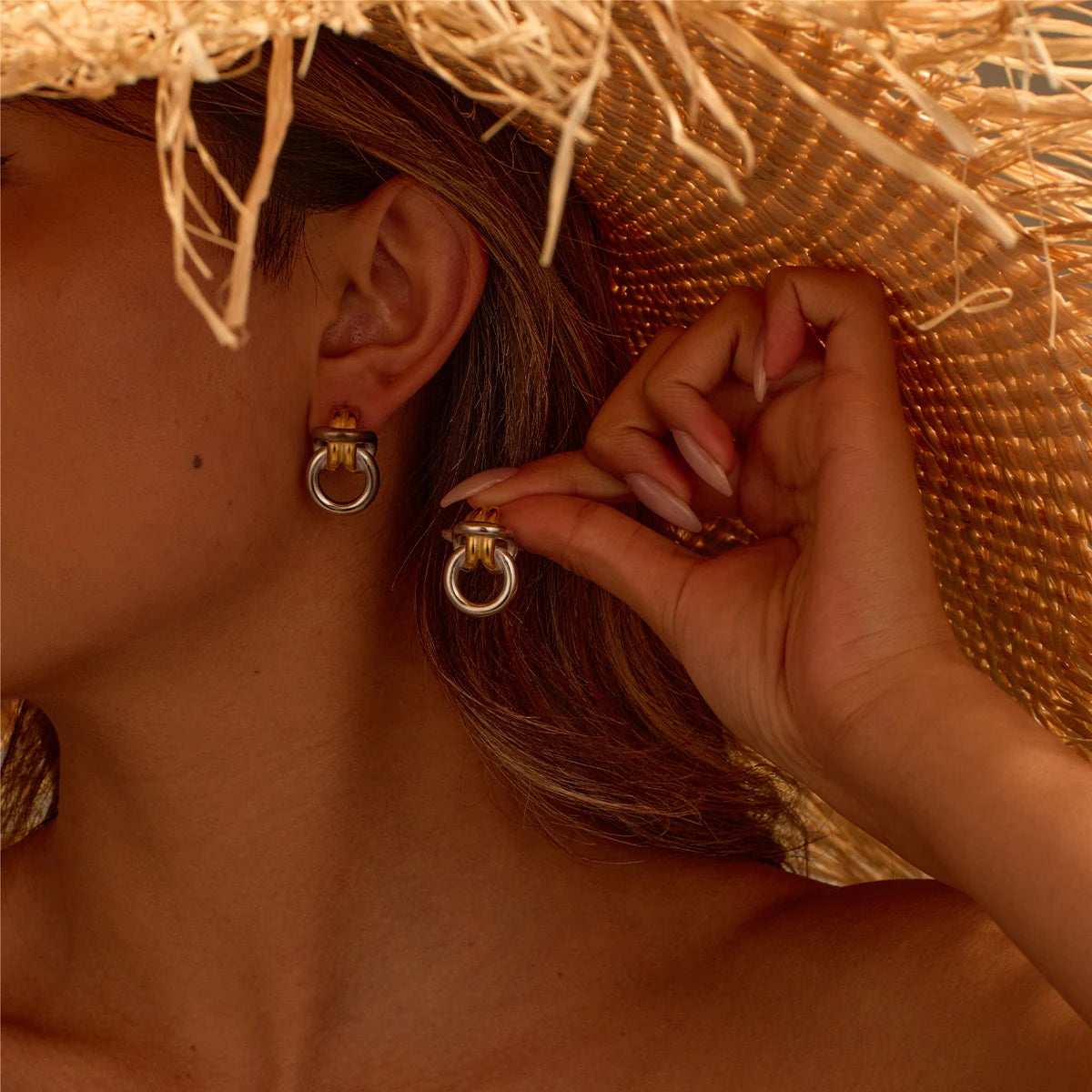 18K Gold Plated Stainless Steel Women's Hoop Twist Earrings Boho Accessories with Pearl Fashion Jewelry From Kont Earrings