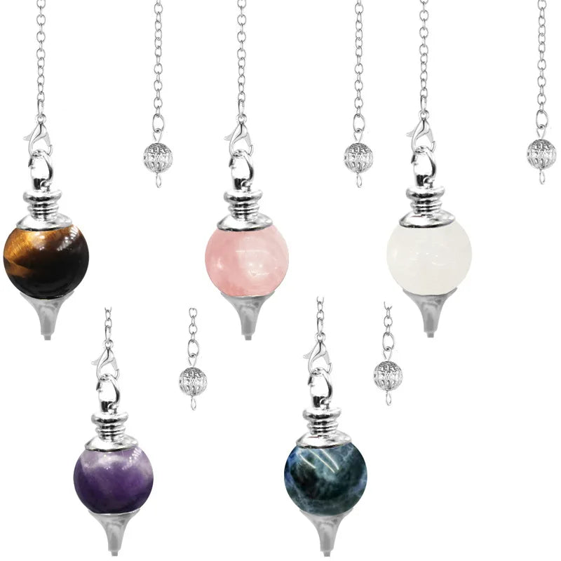 Healing Faceted Hexagonal Pointed Cone Dowsing Divination Pendulum Pendant Reiki Balancing Gemstone Crystal Amethyst Wicca Chain