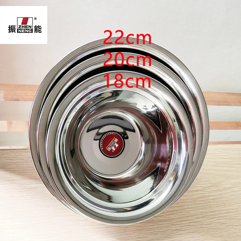 Zhenneng Factory Prices High Quality Stainless Steel Round Plate  Multi Purposes Dishes Plates for Kitchen Use