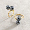 Hawaiian Jewelry Wholesale Hawaii Double Pearl Adjustable Minimalist Jewelry 18k Gold Plated Rings for Women Wholesale